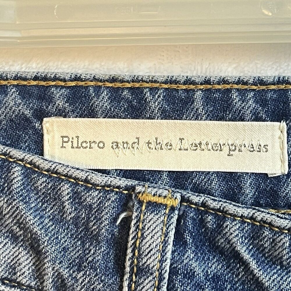 Anthropologie Pilcro & Letterpress Hyphen Fringe Hippie Crop Jeans Sz 31 Petite - Picture 4 of 12